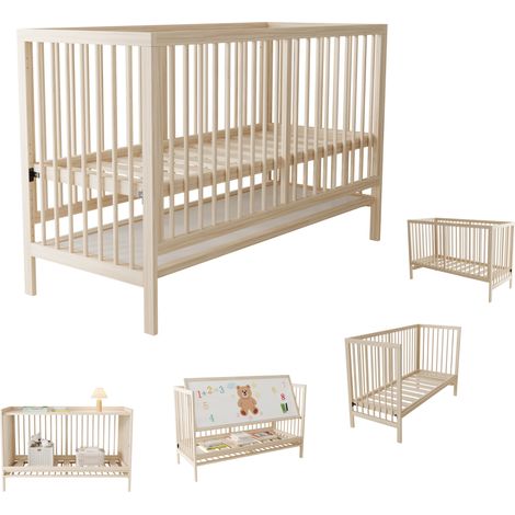 CAIziLit bébé 120x60 en bois de pin convertible cododo avec bureau et chevalet (1/5)