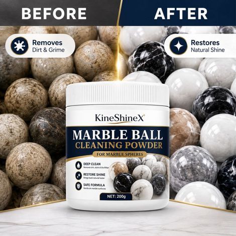 KineShineX Marmorkugel-Reinigungspulver reinigt gründlich und entfernt Schmutz, wodurch der Glanz von kugelförmigen Steinornamenten wiederhergestellt wird. (1/5)