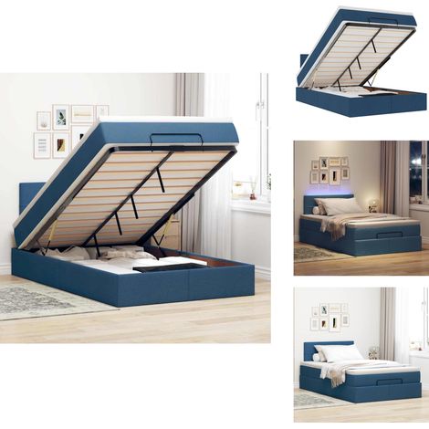 Lit ottoman avec matelas et LED Bleu 120x200 cm Tissu - Lit Ottoman - Lits Ottoman - Lit - Lit Avec Rangement (1/5)
