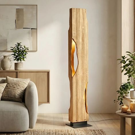 [GEBRAUCHT] B-Ware Lucande Stehleuchte Standlampe Holz Tarry Leuchte Schalter Kabel Ingo Thiele950