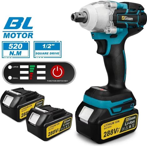 Clé à chocs 520 N·m sans balais 1/2" – Compatible Makita 18V, kit 2 batteries, usage automobile