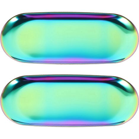 Plateau ovale en métal pour bijoux, compatible avec les bijoux en acier inoxydable (lot de 2). (1/5)