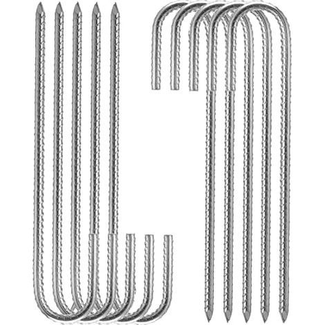 Lot de 10 Piquets de Tente en Acier Galvanisé, 30CM Sardines Piquet Jardin 8 mm d'épaisseur, Piquets de Sol d'agrafes de Jardin pour Tentes, Auvents, Pavillons, Trampoline, Poulailler (1/5)