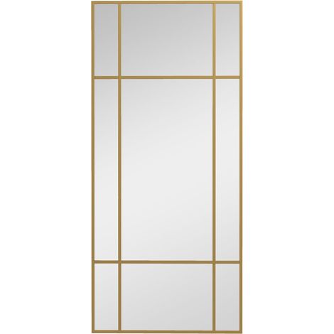 Miroir mural 110 x 50 cm, miroir décoratif avec cadre en métal, miroir rectangulaire pour chambre, salle de bain, doré (1/5)