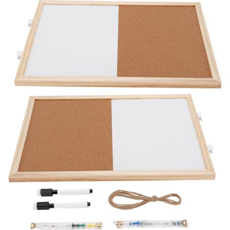 Tableau blanc en liège 30x40cm, 2 pièces, tableau magnétique effaçable à sec et affichage en liège pour la maison, l'école et le bureau (1/5)