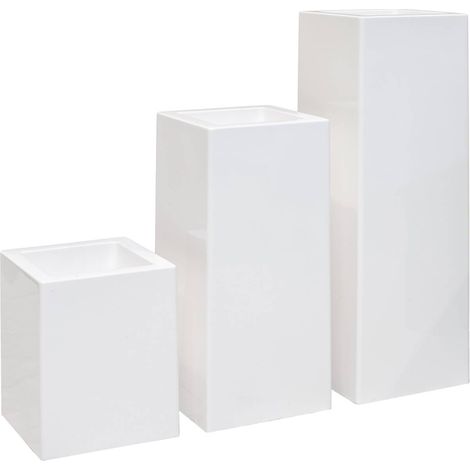 Bac fibres de verre gelcoat 40x40x90 cm Ext. carré haut blanc glossy - dimhaut: H 90 cm - couleur: Blanc neige