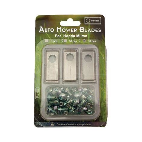 Honda – Lot de 27 lames pour tondeuses robots – Compatible Miimo et HRM – Alésage 10mm – Remplacement pour coupe efficace