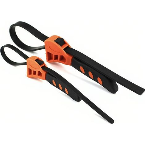 Chiave a nastro multifunzione da 2 pezzi, chiave a nastro in gomma, filtro automatico regolabile, chiave multiuso, strumenti per la riparazione dell'auto (arancione e nero)