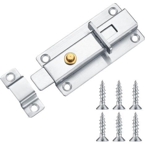 4-inch door lock, garden gate lock, stainless steel door latch, bolt door latch, sliding door lock with padlock hole for wooden doors (1/5)