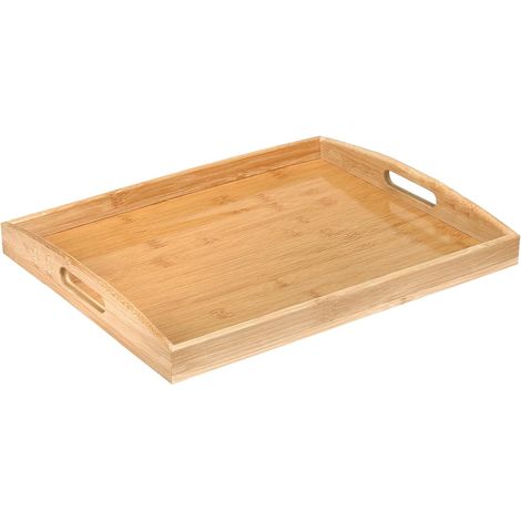 Plateau de service en bambou avec poignées - Cuisine - Décoration de table (50 x 35 x 4 cm)