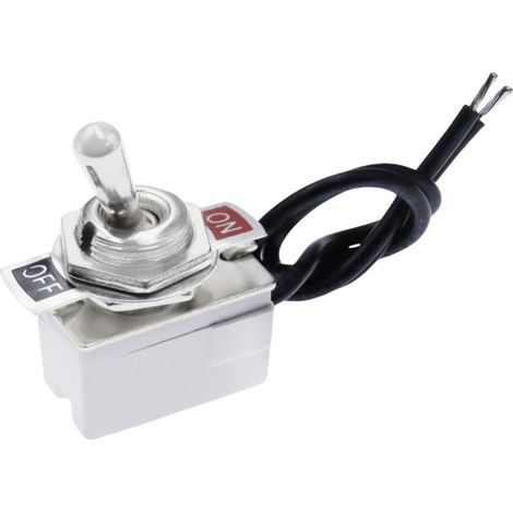 Interrupteur à bouton-poussoir filaire, interrupteur à bascule 12 mm, 2 petites poignées, interrupteur marche/arrêt, câble blanc 2 vitesses 3 A 250 V, longueur 15 mm (1/2)