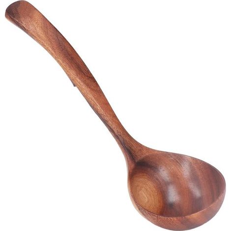 Cuillère à soupe en bois d'acacia à long manche pour la cuisine (1/5)