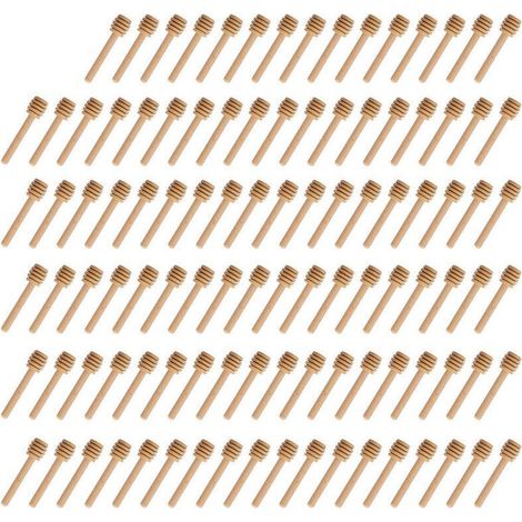 Lot de 100 mini cuillères à miel en bois – Design à tête fendue pour un service rapide – Accessoire de cuisine pratique et élégant - 100pcs (1/5)