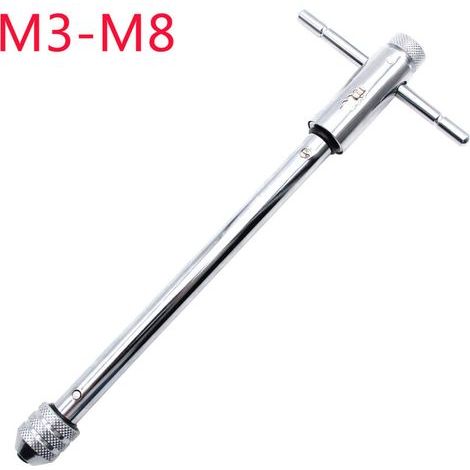 Clé à cliquet réglable avec poignée en T, pour tarauds métriques M3 à M8, alésoir, outil à main, corps de 248 mm (1/5)