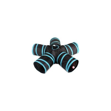 Tunnel de jeu pliable pour chat, tube à trous, jouet interactif pour chatons, lapins, cinq canaux – (1/5)