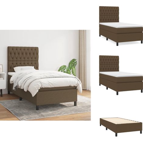 Boxspringbett mit Matratze Dunkelbraun 100x200 cm Stoff - Boxspringbett - Doppelbett - Bettenrahmen - Schlafsystem - Matratze (1/5)