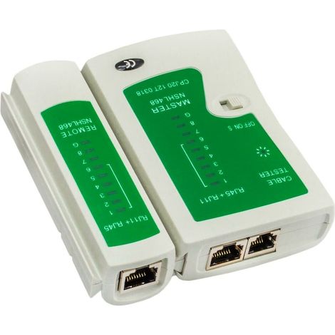 Tester per cavi di rete RJ45 e RJ11, batteria da 9V e custodia incluse. (1/5)