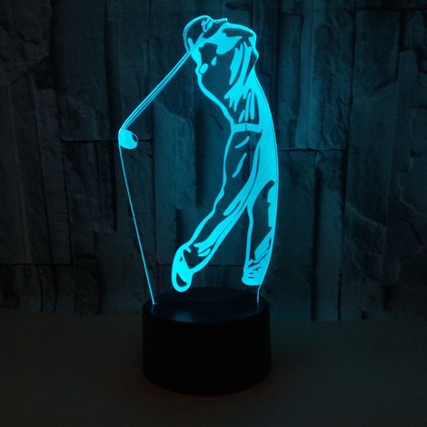 Lampe de table LED JUSTUP Golf Veilleuse Illusion 3D avec télécommande, 16 couleurs changeantes, idéale pour la décoration de chambre, les cadeaux d'anniversaire et de Noël (Style 1) (1/5)