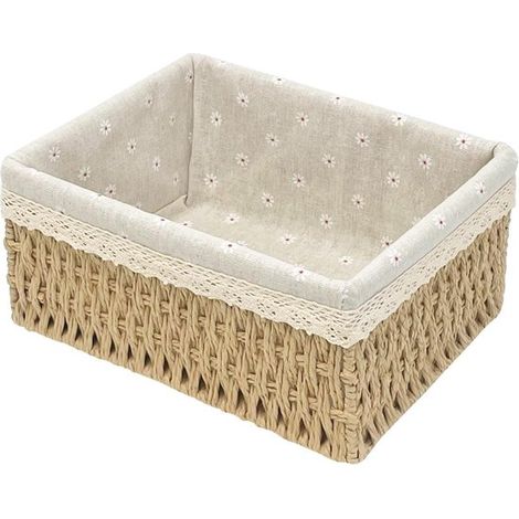 Panier de rangement doublé – Boîte de rangement – Décoration intérieure – Pour plan de travail de cuisine et salle de bain – 26 x 20 x 12 cm – Papier – KakiKaki (1/5)
