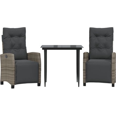 Maison Exclusive - Set da Pranzo da Giardino 3 pz con Cuscini in Polyrattan Grigio