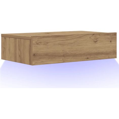 Mueble TV de pared ahorrador de espacio con iluminación LED 60 x 35 x 15 cm de madera contrachapada roble artesanal 020050856 (1/5)