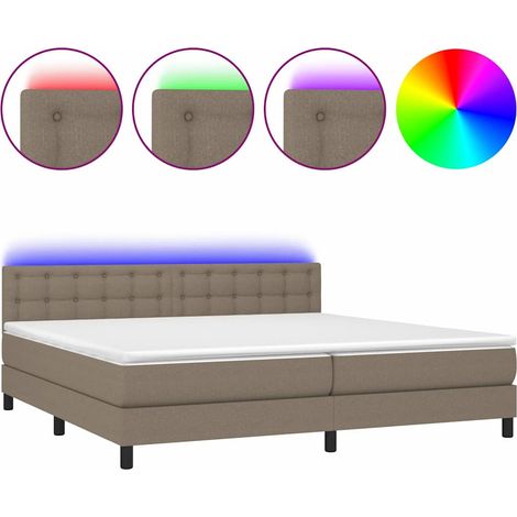 Maison Exclusive - Letto a Molle Materasso e LED tortora 200x200cm in Tessuto (1/5)