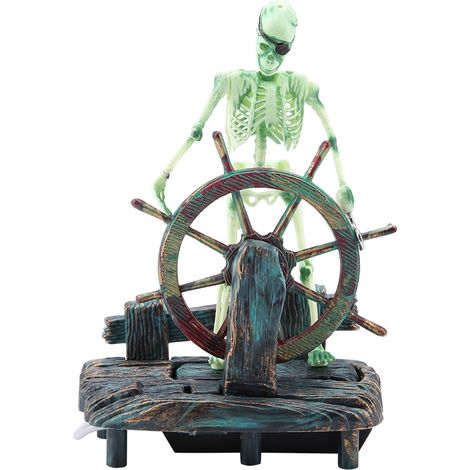 Hippocampe décoratif capitaine pirate pour aquarium, ornement squelette pour aquarium (1/5)