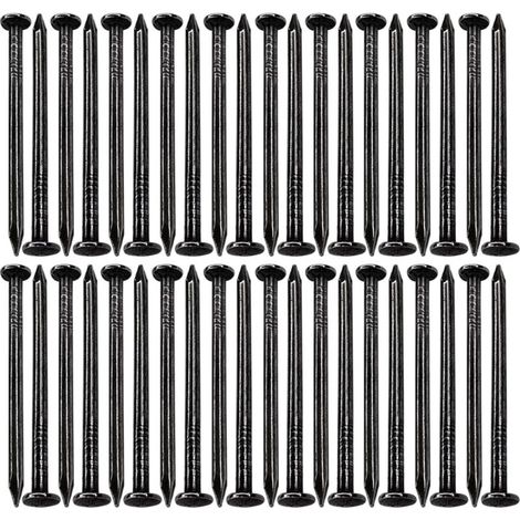 100x Clou pointe en acier tête ronde idéal bricolage artisanat décoration fixation meuble bois noir, 2x20mm (1/4)