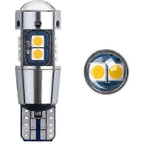 2/1Pc W5W T10 LED Canbus sans erreur 3030 10SMD Auto 5W5 Ampoule à culot à dégagement Clignotant latéral Blanc super brillant 1 (1/5)