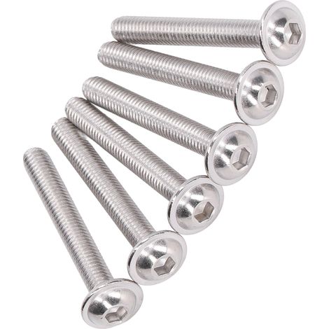 M6x45mm Zylinderkopfschrauben mit gewölbtem Kopf, 50 Stück, Edelstahl A2-70, Innensechskantschrauben, Flachkopfschraubensatz, robuste Befestigung. (1/5)