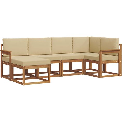 Ensemble de canapés d'extérieur 6 pcs Salon de jardin Naturel et Beige (1/5)