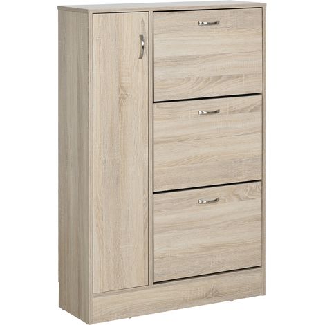 Zapatero 2 en 1 para zapatos, almacenamiento de muebles, paraguas, estante grande ajustable en 2 niveles, capacidad para 12 pares, 79 x 26 x 120 cm, madera. (1/5)