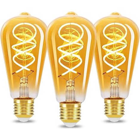 Ampoule LED E27 Vintage Edison 4W Blanc Chaud 2200K Ampoule LED Rétro Filament Décorative Verre ambré Bulb Intérieur Non-Dimmable Equivalent à Ampoule Incandescente 40W ST64 (1/5)