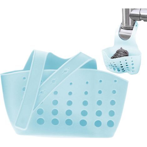 Porte-éponge de cuisine, organisateur d'évier en silicone, crochet pour torchon, organisateur à sangle réglable, égouttoir pour robinet, panier pour bonde, accessoires d'évier, solution de rangement p (1/5)