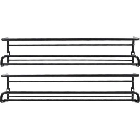 Set di 2 porta spezie da appendere - Porta spezie - Porta spezie da parete - Organizzatore da cucina a parete - Organizzatore per spezie - Accessorio da cucina salvaspazio - Nero (1/5)