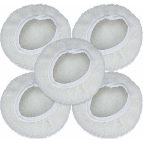 QORVA-Lot de 5 Bonnet de Polissage, 125-150mm Kit Auto Disque Polissage Bonnet en Laine Tampons de Cirage pour la Plupart des Polisseurs de Voiture