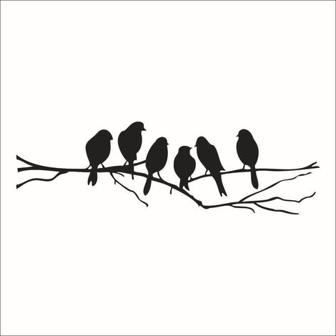 Arbres Oiseaux Salon Stickers Muraux Chambre Main Imperméable Murale Amovible (1/5)