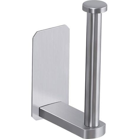 Porte-papier toilette auto-adhésif - Porte-rouleau de papier toilette adhésif sans perçage pour salle de bain à coller sur le mur en acier inoxydable brossé (1/5)
