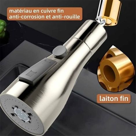 Douchette rotative 360° pour robinet de cuisine 3 modes - économiseur d'eau - 360° rotatif - FM22/M24 (1/4)