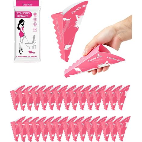 30 Pieces Female Disposable Standing Urinal Female Urinal Disposable Female Urinal Female Pee Funnel Waterproof Paper for Travel, Camping, Festivals and Hiking (1/5)