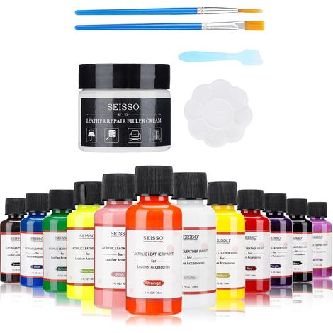 Lederreparaturset, 12 Farben Lederreparatursalbe, Kunstleder-Reparaturset, DIY-Lederfarbreparaturset für Lederkratzer, Autolederpflege, geeignet für Sofas, Schuhe, Mäntel, Autositze (12er-Packung) (1/5)