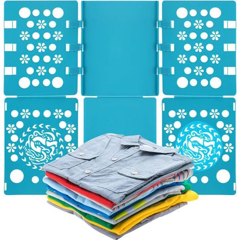 Plieuse Linge, Planche à Plier Le Linge Pliage Vetement Chemise Pulls Tee-Shirt pour Adultes et Enfants, Planche a Plier Le Linge 58 x 68CM Bleu (1/5)