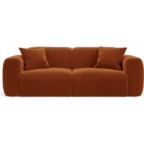Canapé modulable 3 places en velours terracotta (1/4)
