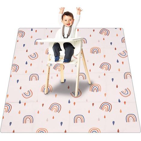 Lntyq Tapis de Chaise de Salle à Manger pour bébé, Tapis de Protection de Sol Lavable Tapis de Sol imperméable pour bébé Splat pour sous Protecteur de Sol(110 110CM) (1/5)