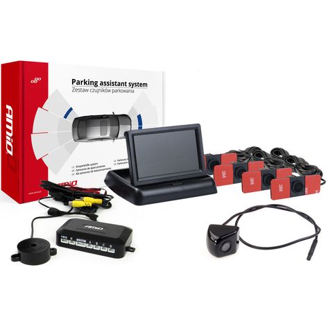 Kit de capteurs de stationnement TFT02 4,3" avec caméra HD-310 et 4 capteurs internes noirs