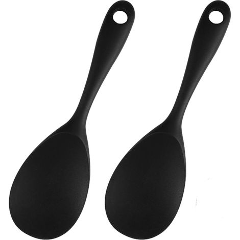 Cuillères Riz Silicone – Lot 2 – 22,5x7cm – Antiadhésives – Résistantes Chaleur – Noir (1/5)