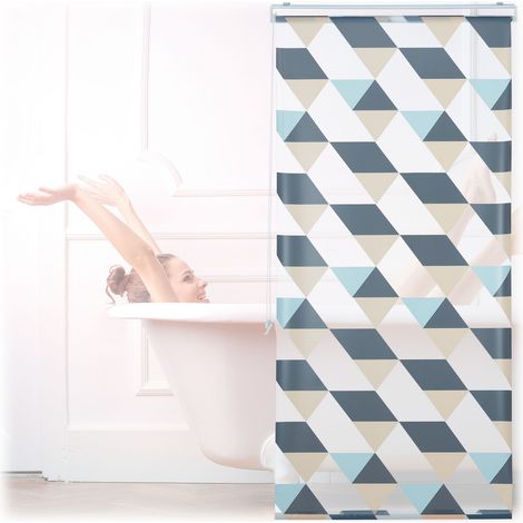 Relaxdays Rideau de douche 80x240 cm, motif triangles, cordon, montage flexible, pour baignoire et fenêtre, multicolore