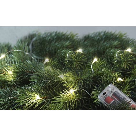 LED-Kupferdrahtkette mit Timer 100er warmweiß innen, für 3 x AA (1/2)