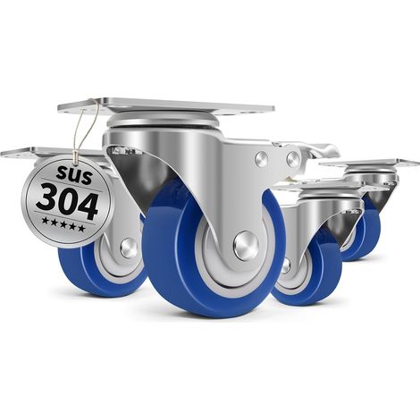 75mm Roulettes en Acier Inoxydable pour Meubles Lourds, Capacité de 540kg, Roulettes Industrielles Pivotantes avec Freins, Roue Résistante à la Chaleur pour Équipement Industriel et Médical (1/5)