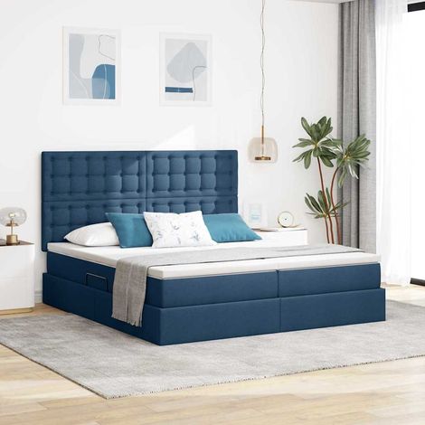 vidaXL Lit de Rangement avec tête de lit Bleu 180 x 200 cm Tissu (1/5)